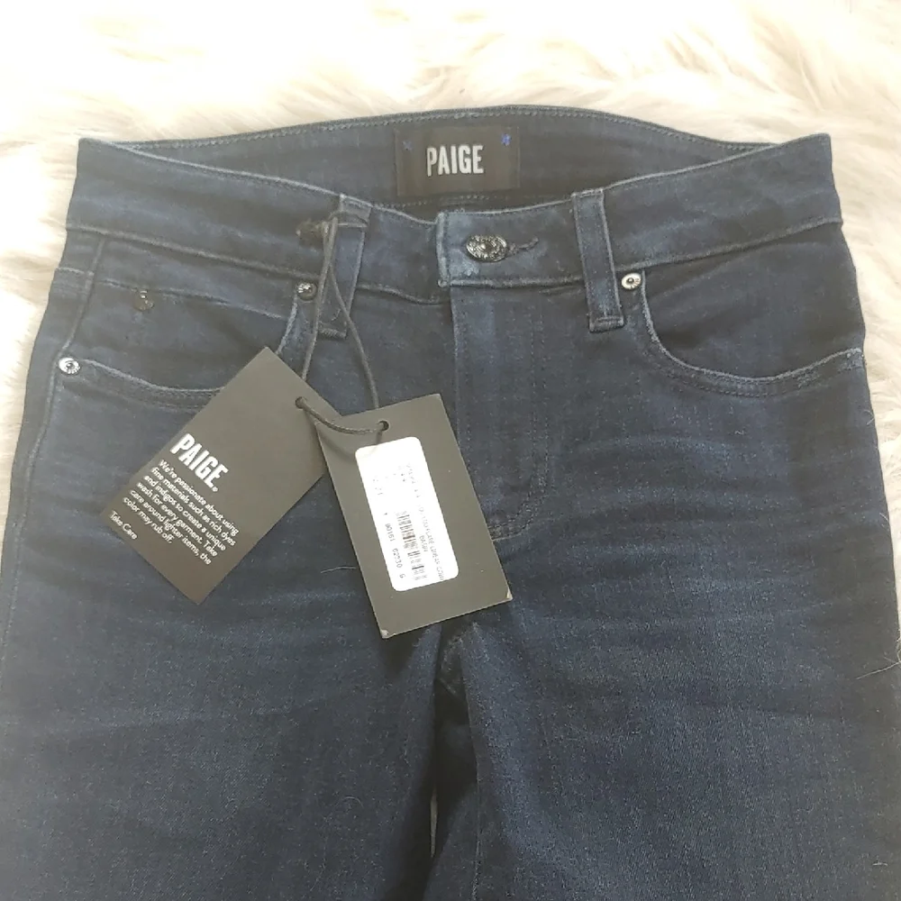 PAIGE Women's High Rise Dark Blue Jeans - Picture 2 of 2